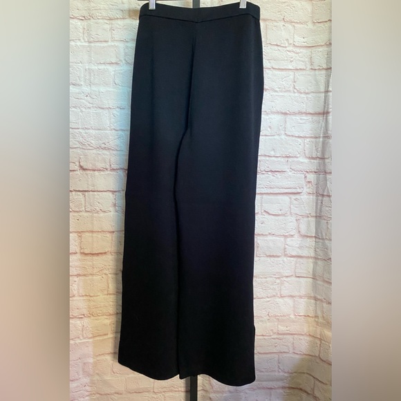 ST. JOHN EVENING MARIE GRAY Black Elastic Waist Pants W Leg Slits Sz 10 - Picture 4 of 5